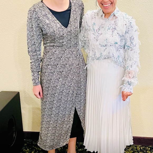 ZARA PRINTED MIDI DRESS BLACK / WHITE - Picture 13 of 14